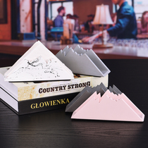Nordic Feng Shui Mud Paper Towel Rack Standing Snow Mountain Shaped Creative Restaurant Milk Tea Shop Minima Square Towel Cardboard Box Containing Paper Clip