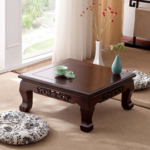 Kang table solid wood household Chinese carved tatami tea table European floating window table small tea table balcony low table