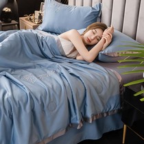 Summer ice silk summer cool quilted by four sets double summer thin quilt single air conditioning by silk sliding summer quilt core three sets