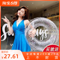 Swimming Circle Tennis Red Swimming Ring Adults Thickening Armpits Rings Male And Female Children Full Transparent Feather Inflatable Lifebuoy Summer Season