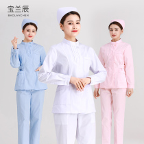 Nurse suit Long sleeve womens work suit split suit left side pinch folding chemical laboratory pharmacy Physician suit jacket