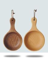  Solid wood water scoop Household beech acacia wooden spoon Water scoop Wooden handle Large bowl rice spoon Soup spoon Wine scoop Bathroom wooden scoop
