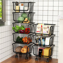 Vegetable rack kitchen floor multi-layer household square storage basket rotating fruit and vegetable basket storage rack