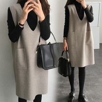 Pregnant Woman Autumn Clothing Suit Fashion style Autumn Winter Clothing 2021 New out of fashion Two sets of hairy mid-length dresses