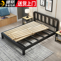 Iron bed double bed 1 5 meters modern simple iron frame bed thickened reinforcement 1 8 dormitory single small apartment iron bed