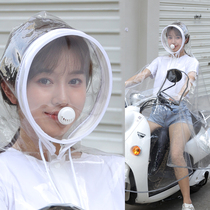 Electric car raincoat single female transparent bicycle increased long explosion-proof rain riding male adult battery car poncho