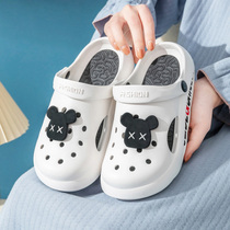 Dongle shoes Female non-slip thick Soft bottom lovers Baotou Half slippers Female summer Outer wear Fashion Beach sandals Home