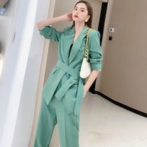 2021 Spring and Autumn New European station can salt sweet suit two-piece female fashion foreign temperament wide leg pants set