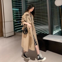 Khaki windbreaker female 2021 Autumn New Korean version of retro temperament English style long loose coat coat
