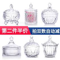 Eurostyle Transparent Crystal Glass Candy Jar With Lid Fruit Pan Storage Tank Bowl sugar vat Spiced Jar Smock Vat First Decorated Box