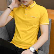 Pop brand short-sleeved T-shirt mens 2021 summer new fashion casual Polo shirt Korean version of the trend pure cotton slim-fit top