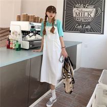 Summer ins age reduction strap dress female students Korean version loose thin college style skirt top two-piece set
