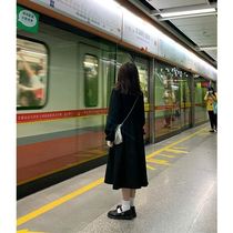 Autumn and winter New College Wind small man long dress female students Korean loose thin A- line dress tide
