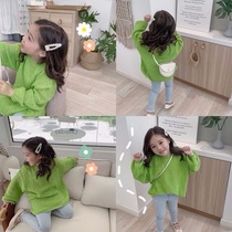 2021 New Spring Children solid color loose knit sweater new Korean version of loose candy color sweater thickened