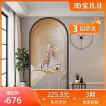 Screen partition living room modern simple entrance door blocking office giraffe glass solid wood mobile seat screen
