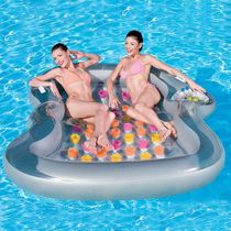 2021 new fruit floating row thick inflatable floating bed adult water ice cream swimming leisure air cushion recliner