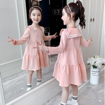 Girls long-sleeved dress spring and autumn 2021 new foreign style childrens student skirt college style childrens princess dress