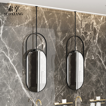 Smart bathroom mirror hotel toilet hanging mirror light luxury ceiling makeup shaped wall mirror iron Oval