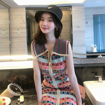 French SANDRO summer small fragrance knitted skirt sundress retro slim-fitting thin color dress female