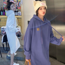 High-end pregnant women autumn and winter clothes dress Fashion Net red age plus velvet padded sweater skirt belly pants set