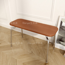 Nordic minimalist stainless steel solid wood Ant stool Home Xuan Guan Changing Shoes stool Bedroom Makeup Extremely Simple Creative Long Chair