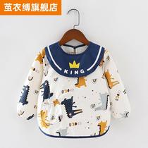 Men and womens babies eat bibs waterproof and anti-dirty childrens apron rice pocket cotton long sleeve baby clothes spring and autumn
