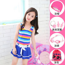  Childrens swimsuit Girls one-piece skirt swimsuit Childrens middle and large children cute baby student child princess swimsuit
