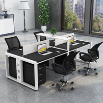 Desk with screen computer commercial four-person work table steel frame office desk office atmosphere