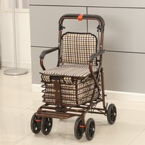 Elderly carts can be pushed to sit on the elderly to help the trolley push the chair to help the portable shopping cart universal wheel to buy vegetables