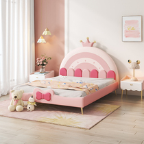 Cake childrens bed girl princess bed bedroom pink luxury childrens room disposable technology leather Net Red Girl bed