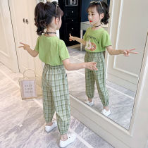 Girls summer clothes set girls children foreign atmosphere Red children 12-year-old sports childrens clothing summer short-sleeved pants two-piece