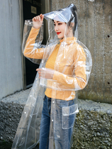 Transparent raincoat long full body cloak jacket top with schoolbag outdoor conjoined adult non-disposable tide