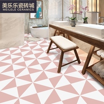 ins Nordic Net red pink geometric kitchen wall tiles tile toilet macarons with floor tiles 300x300
