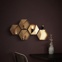 Italian light luxury sofa rear shelf Wall shelf porch hanging frame creative lattice living room wall decoration frame