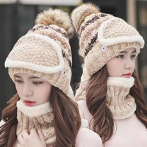 Winter cycling artifact hat female winter Korean version of Joker plus velvet padded ear protection knitted wool hat autumn and winter