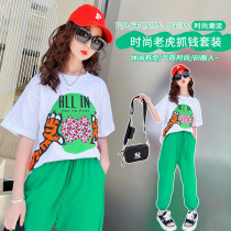 Girl Clothes Foreign Air Summer Style Suit 2022 New Little Girl Trendy Personality Tennis Red Children Leisure Two Sets