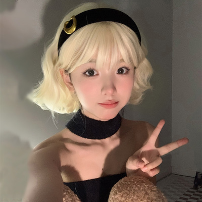 taobao agent Wigs female short hair rolling rice white lolita short curly hair fluffy, natural sweet and cute full head set