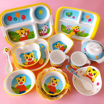 Qiaohu childrens tableware plate grid cartoon kindergarten eating melamine plate baby supplementary food bowl Milk water cup