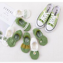 Socks female invisible shallow short socks spring summer thin boat Socks Japanese cute avocado green cotton socks