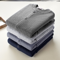 Elderly Thermal Underwear Mens Single Piece Blouse Triple Clip Cotton Thickened Grandpa Cotton Big Code Cardiovert Cardiovert