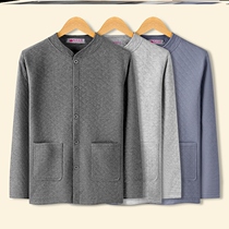 Elderly Thermal Underwear Mens Three Layers Clip Cotton Thickened Open Body Warm Blouse Single Piece Dad to flap Warm Underwear