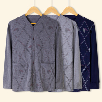 Mens middle-aged pure cotton long sleeve autummy cardiovert cotton sweatshirt for a cardiovery cardiovert increase code for aged thin and warm underwear