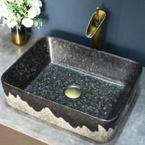 Jingdezhen Taiwanese wash basin single basin ceramic art washbasin rectangular washbasin outdoor balcony home