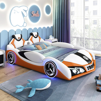 Children's car bed boy new sports car children's bed 1 2 with guardrail creative solid wood cartoon single bed 1 5 meters