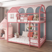 Elevated bed lower table wrought iron multifunctional duplex second floor bed student pavilion bed bed making space-saving high and low bed