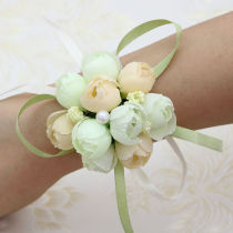 Wrist flower bride bridesmaid sister group hand flower Korean wedding dance childrens bracelet Huasen wedding supplies