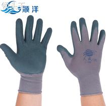 Tiansheng Rubber Gloves Strong Mill Soft and anti - slip - cut thirteen - needle foaming gloves