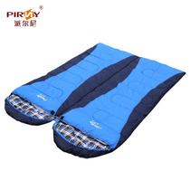 Adult Envelope Sleeping Bag Outdoor Autumn Winter Tourism Thickening of spliced Lions Flannel Velvet Hollow Cotton Warm Sleeping Bag