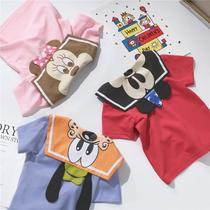 Childrens shirts summer new boys and girls Navy style lapel shirt cute cartoon boys and women babies