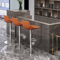 Nordic bar chair stainless steel modern simple home backrest lifting rotating light luxury leisure bar stool high foot chair